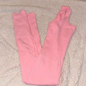 Pink Ribbed Sleeveless Jumpsuit